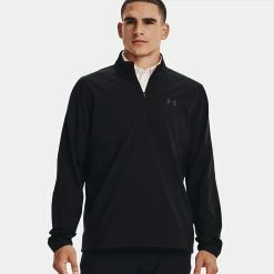 Underarmour Under Armour Storm Windstrike 1/2 Zip Golf Wind Top -Putter Sales Under Armour AW22 Storm Windstrike 1 2 Zip Wind Top 1370156 001 WTUND084 S Black Jet Gray Model 1