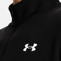 Underarmour Under Armour Storm 1/2 Zip Golf Sweater -Putter Sales Under Armour SS22 Storm 1 2 Zip Golf Sweater Black Jet Gray White 1370119 001 Model 2
