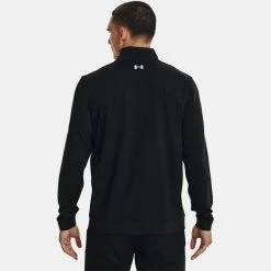 Underarmour Under Armour Storm 1/2 Zip Golf Sweater -Putter Sales Under Armour SS22 Storm 1 2 Zip Golf Sweater Black Jet Gray White 1370119 001 Model 3