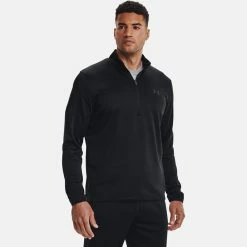 Underarmour Under Armour Fleece 1/2 Zip Golf Sweater -Putter Sales Under Armour AW20 Fleece 1 2 Zip Sweater 1357145 001 Code SWUND125 Black Model 1