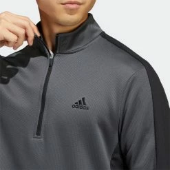 Adidas Colour Block 1/4 Zip Golf Sweater -Putter Sales adidas SS22 Colour Block 1 4 Zip Golf Sweater HC5573 Grey Six Black Model 2