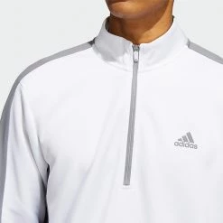 Adidas Colour Block 1/4 Zip Golf Sweater -Putter Sales adidas SS22 Colour Block 1 4 Zip Golf Sweater White HM2587 Model 2