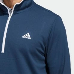 Adidas Primegreen UPF Lightweight 1/4 Zip Golf Sweater -Putter Sales adidas SS22 Primegreen UPF Lightweight 1 4 Zip Golf Sweater Crew HF2974 Navy White Model 2
