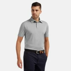 FootJoy Stretch Pique Solid Golf Polo Shirt 9 FootJoy Stretch Pique Solid Golf Polo Shirt -Putter Sales footjoy pique ss shirt ath 91819 hthr gry Model 1