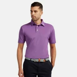 FootJoy Stretch Pique Solid Golf Polo Shirt -Putter Sales footjoy pique ss shirt ath 91820 purple Model 1