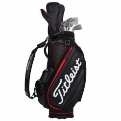 Titleist Jet Black Golf Tour Staff Bag -Putter Sales jetblackstafftourbagblackred6